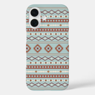 Aztec Mixed Motif Pattern Rusts Cream Blue iPhone 16 Case