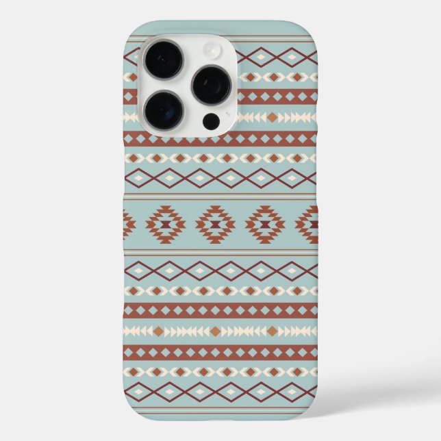 Aztec Mixed Motif Pattern Rusts Cream Blue Case-Mate iPhone Case (Back)