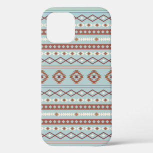 Aztec Mixed Motif Pattern Rusts Cream Blue iPhone 12 Case