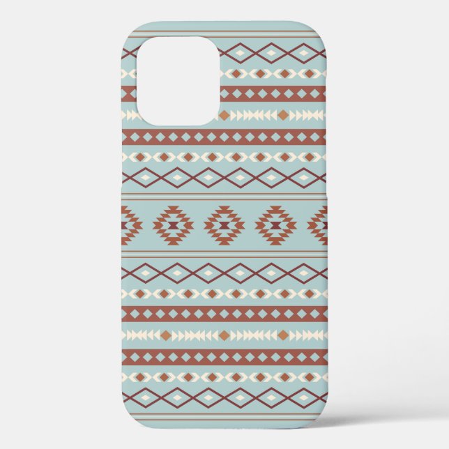 Aztec Mixed Motif Pattern Rusts Cream Blue Case-Mate iPhone Case (Back)