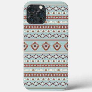 Aztec Mixed Motif Pattern Rusts Cream Blue iPhone 13 Pro Max Case