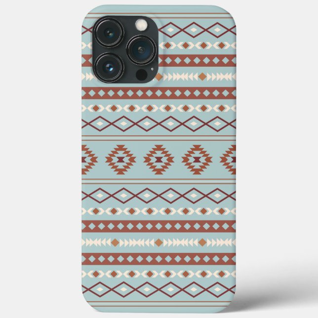 Aztec Mixed Motif Pattern Rusts Cream Blue Case-Mate iPhone Case (Back)