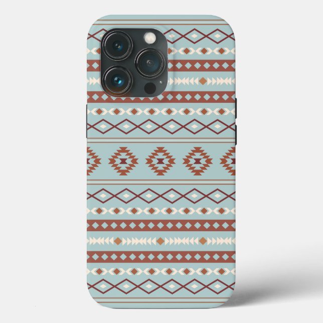 Aztec Mixed Motif Pattern Rusts Cream Blue Case-Mate iPhone Case (Back)