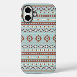 Aztec Mixed Motif Pattern Rusts Cream Blue iPhone 16 Plus Case