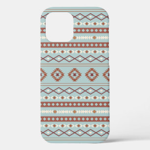 Aztec Mixed Motif Pattern Rusts Cream Blue iPhone 12 Pro Case