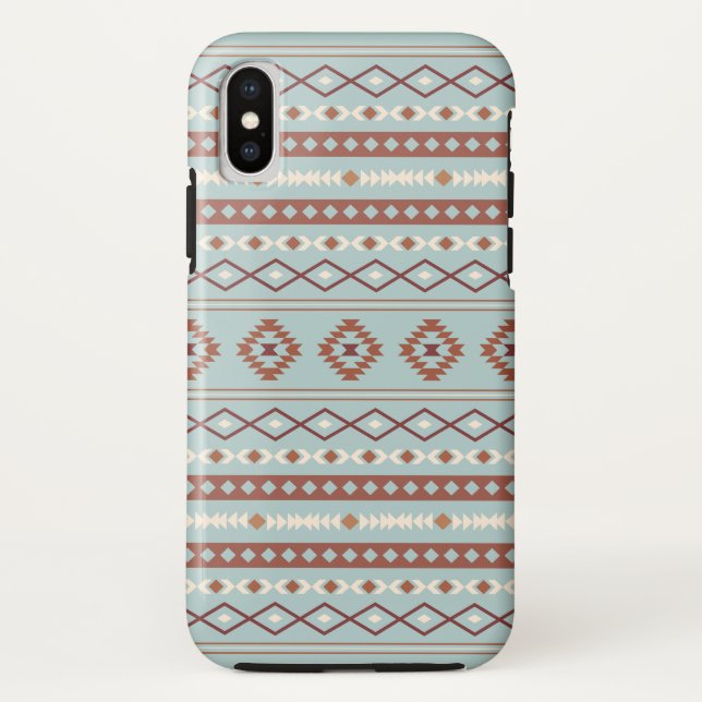 Aztec Mixed Motif Pattern Rusts Cream Blue Case-Mate iPhone Case (Back)