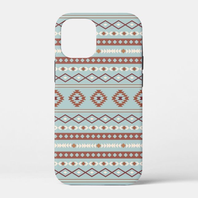 Aztec Mixed Motif Pattern Rusts Cream Blue Case-Mate iPhone Case (Back)