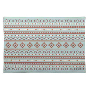 Aztec Mixed Motif Pattern Rusts Cream Blue Cloth Placemat