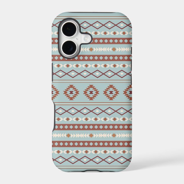 Aztec Mixed Motif Pattern Rusts Cream Blue Iphone Case (Back)