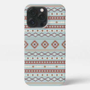 Aztec Mixed Motif Pattern Rusts Cream Blue iPhone 13 Pro Case