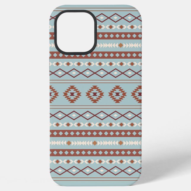 Aztec Mixed Motif Pattern Rusts Cream Blue Iphone Case (Back)