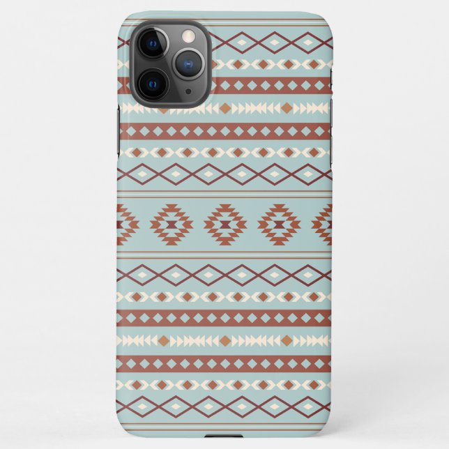 Aztec Mixed Motif Pattern Rusts Cream Blue iPhone Case (Back)