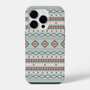 Aztec Mixed Motif Pattern Rusts Cream Blue iPhone 14 Pro Case