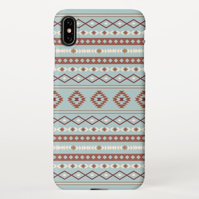 Aztec Mixed Motif Pattern Rusts Cream Blue iPhone Case (Back)