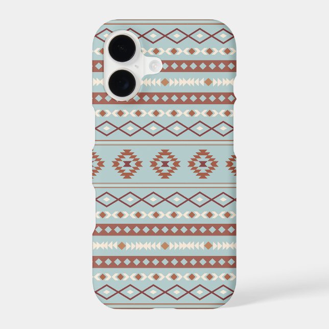 Aztec Mixed Motif Pattern Rusts Cream Blue iPhone Case (Back)