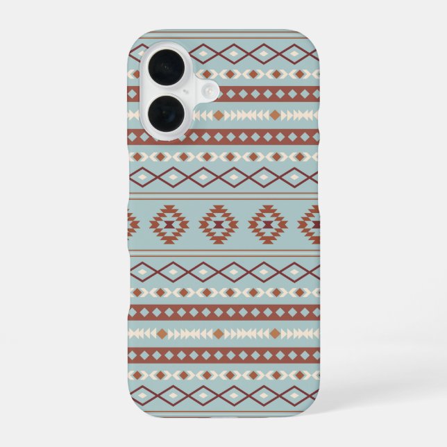 Aztec Mixed Motif Pattern Rusts Cream Blue iPhone Case (Back)