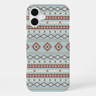 Aztec Mixed Motif Pattern Rusts Cream Blue iPhone 16 Plus Case