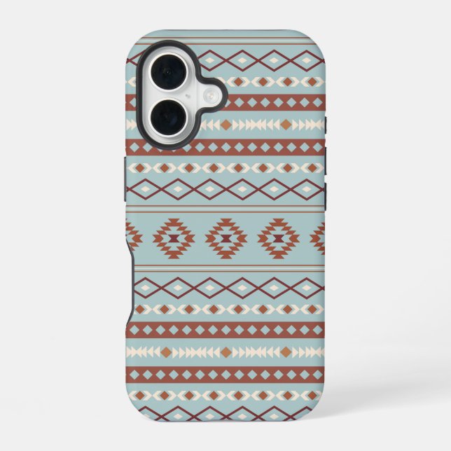Aztec Mixed Motif Pattern Rusts Cream Blue iPhone Case (Back)