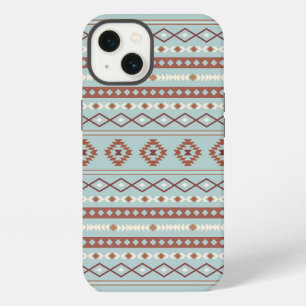 Aztec Mixed Motif Pattern Rusts Cream Blue iPhone 13 Case