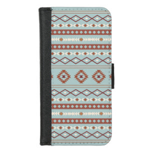 Aztec Mixed Motif Pattern Rusts Cream Blue iPhone 8/7 Wallet Case
