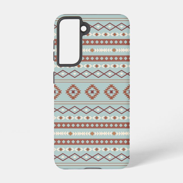 Aztec Mixed Motif Pattern Rusts Cream Blue Samsung Galaxy Case (Back)