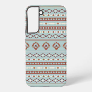 Aztec Mixed Motif Pattern Rusts Cream Blue Samsung Galaxy S22+ Case