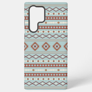 Aztec Mixed Motif Pattern Rusts Cream Blue Samsung Galaxy S22 Ultra Case