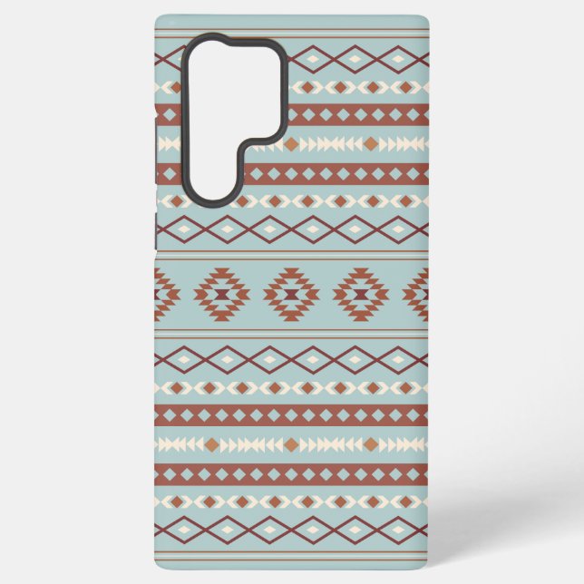Aztec Mixed Motif Pattern Rusts Cream Blue Samsung Galaxy Case (Back)