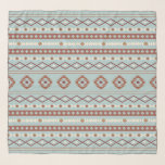 Aztec Mixed Motif Pattern Rusts Cream Blue Scarf<br><div class="desc">Aztec influenced mixed motif pattern in rust colors and a cream color detail on a blue background.</div>