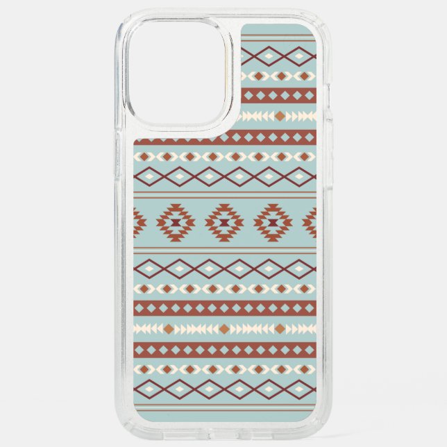 Aztec Mixed Motif Pattern Rusts Cream Blue Speck iPhone 12 Pro Max Case (Front)