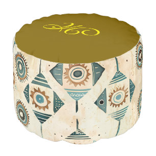 *~* AZTEC MONOGRAM Tribal Earthen Colors Pouf