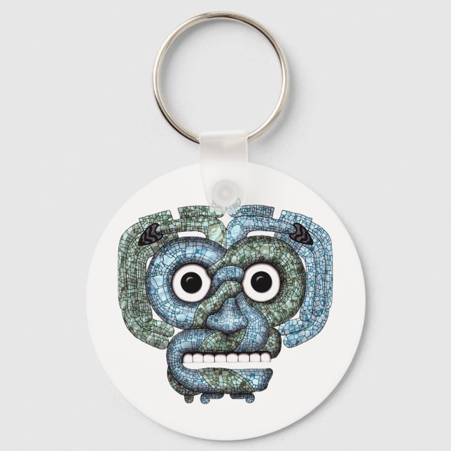 Aztec Mosaic Tlaloc Mask Keychain (Front)