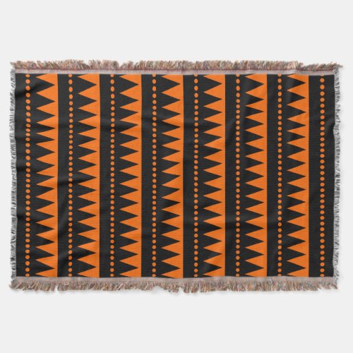 Aztec Mountains _ Black and Orange Throw Blanket