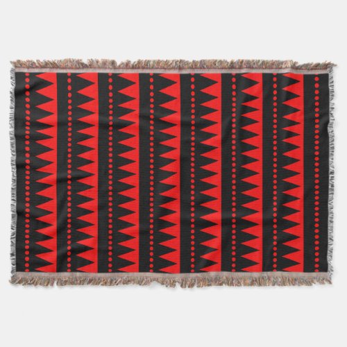 Aztec Mountains _ Black and Red Throw Blanket