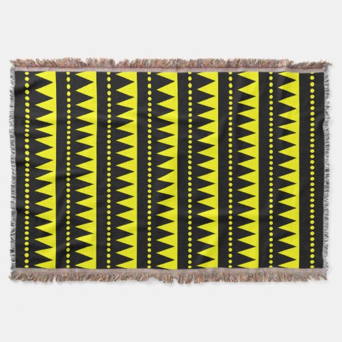 Aztec Mountains _ Black and Yellow Throw Blanket