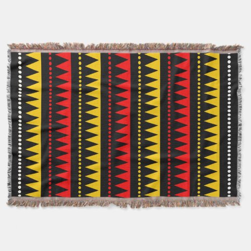 Aztec Mountains _ Black Red Amber and White Throw Blanket