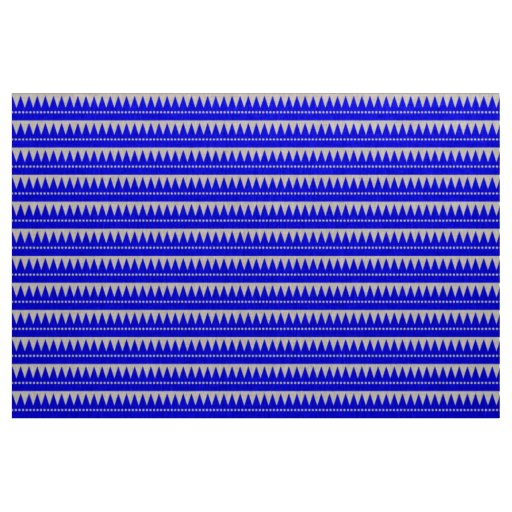 Aztec Mountains - Blue on White Fabric