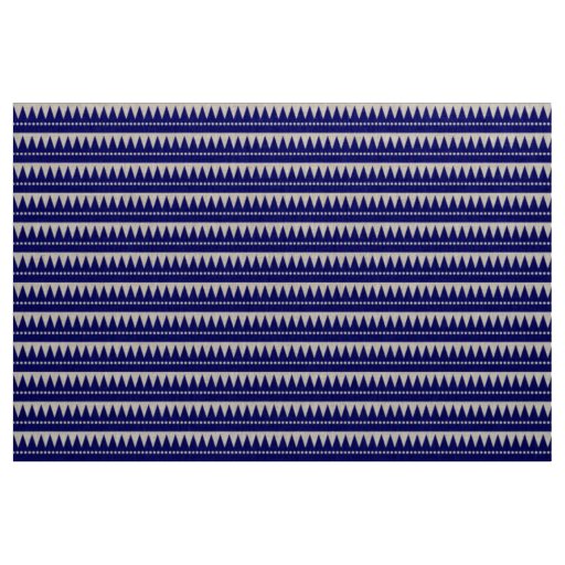 Aztec Mountains - Deep Navy on White Fabric