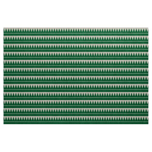 Aztec Mountains - Forest Green on White Fabric