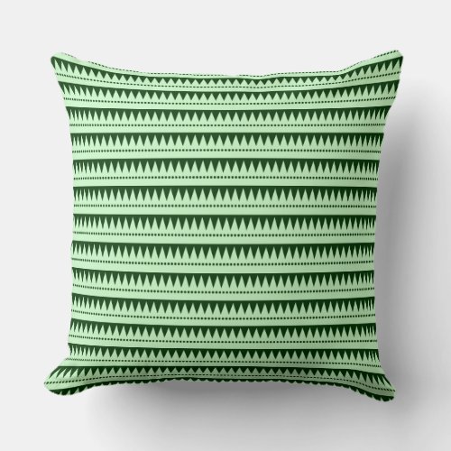 Aztec Mountains _ Ghost Green on Dark Forest Green Throw Pillow