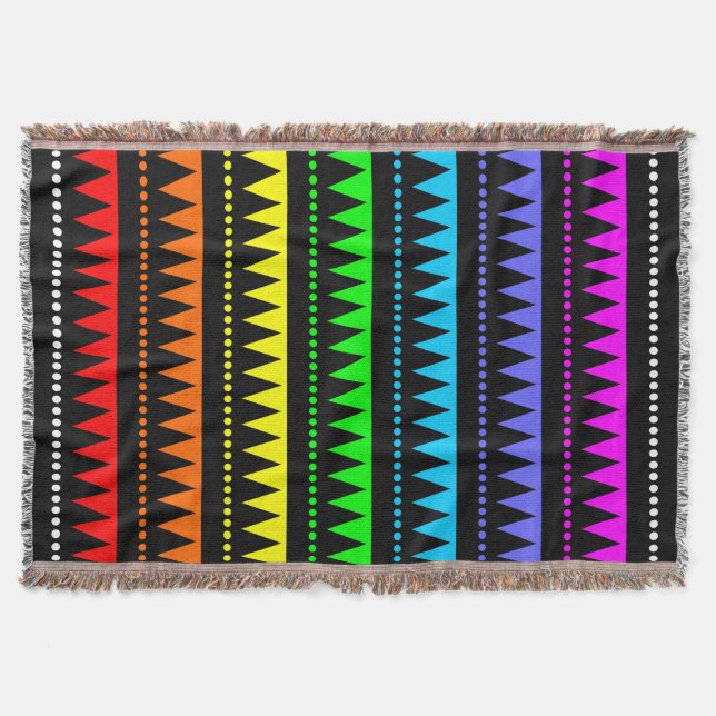 Aztec Mountains - Rainbow 01 Throw Blanket (Front)