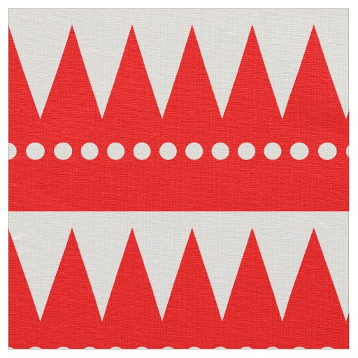 Aztec Mountains - Red on White Fabric