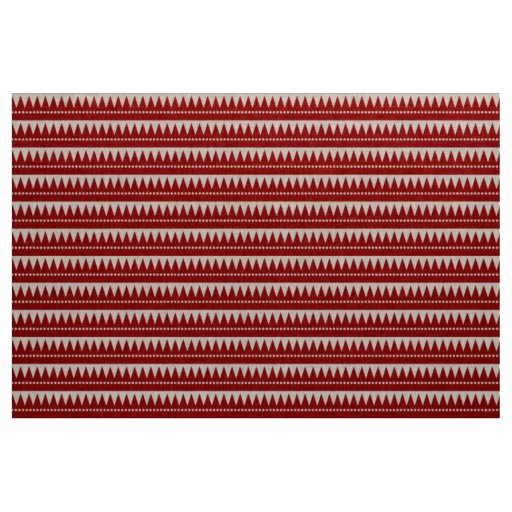 Aztec Mountains - Ruby Red on White Fabric