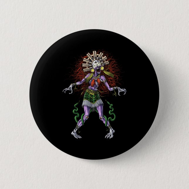 Aztec Mythology Deity Tzitzimitl Button (Front)