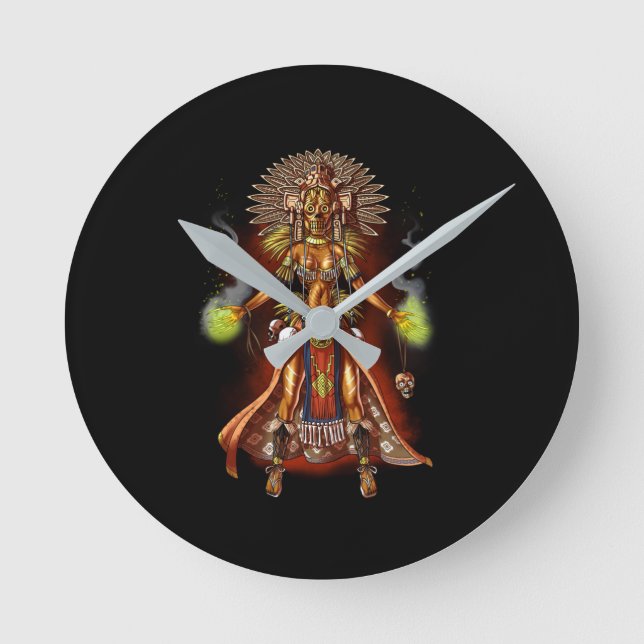 Aztec Mythology God Managua Round Clock (Front)