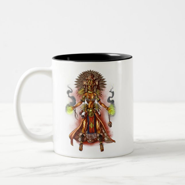 Aztec Mythology God Managua Two-Tone Coffee Mug (Left)