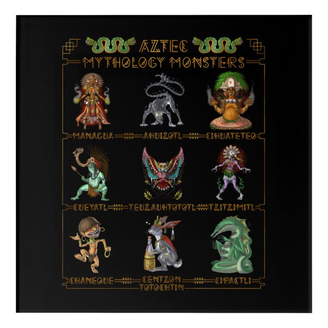 Aztec Mythology Monsters Acrylic Print (Front)