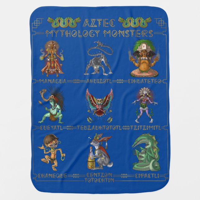 Aztec Mythology Monsters Baby Blanket (Front)