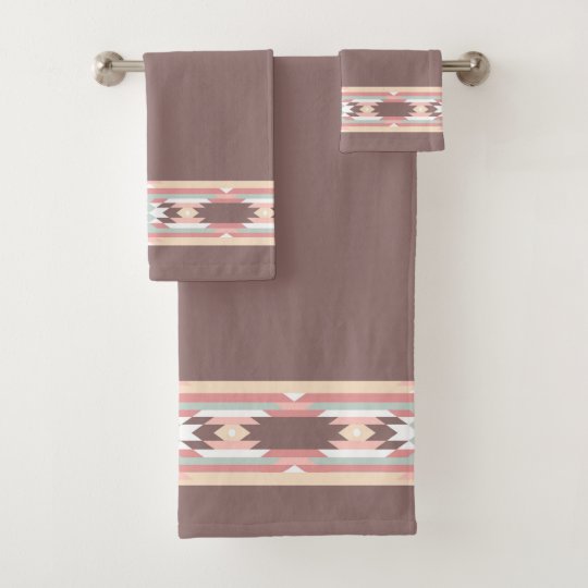 Aztec Native American Design Border Bath Towel Set