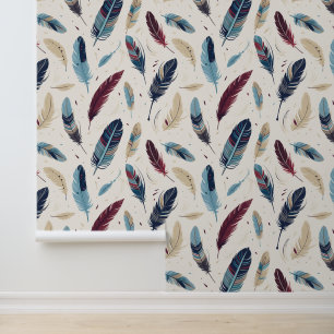 Aztec Native American Feather Pattern Wallpaper